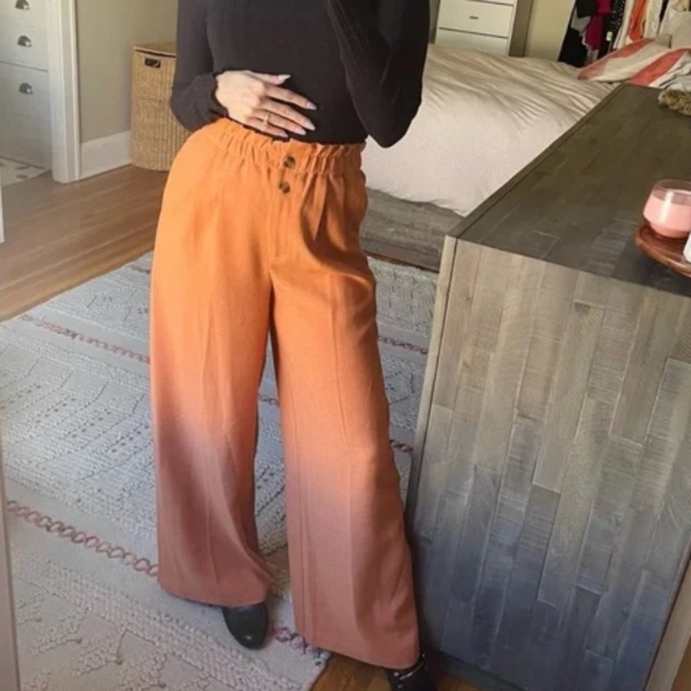 Burnt Rust Orange High Waist Wide Leg Pants | a Loves a
